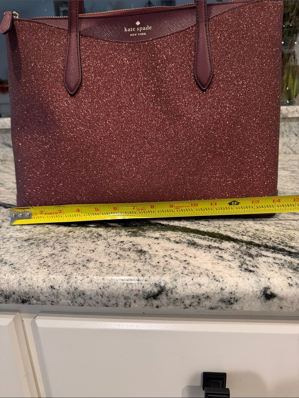 Kate Spade glitter tote in burgundy sparkle - Picture 11 of 14